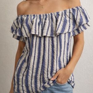 Nanette Blue and White Striped Top